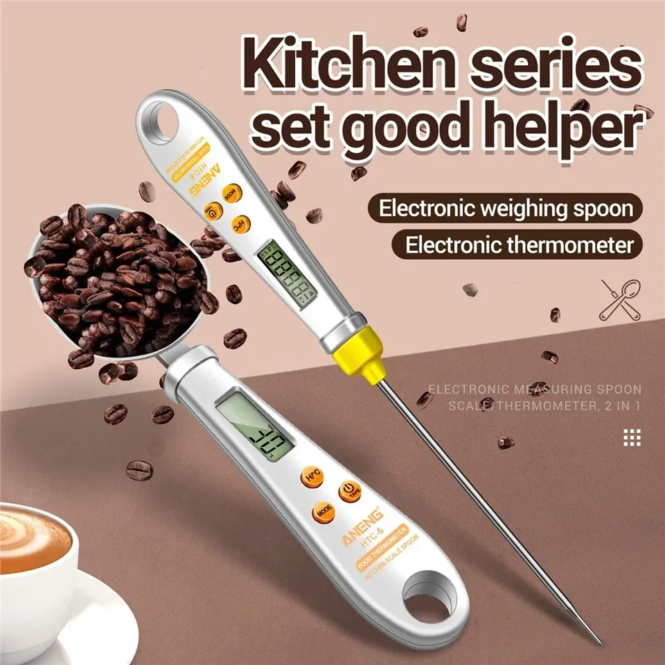 Measuring Spoon Gram Flour Cereal Food Spoon Mini Thermometer Weight Coffee Scale 2-in-1 Portable LCD Digital Kitchen Scale