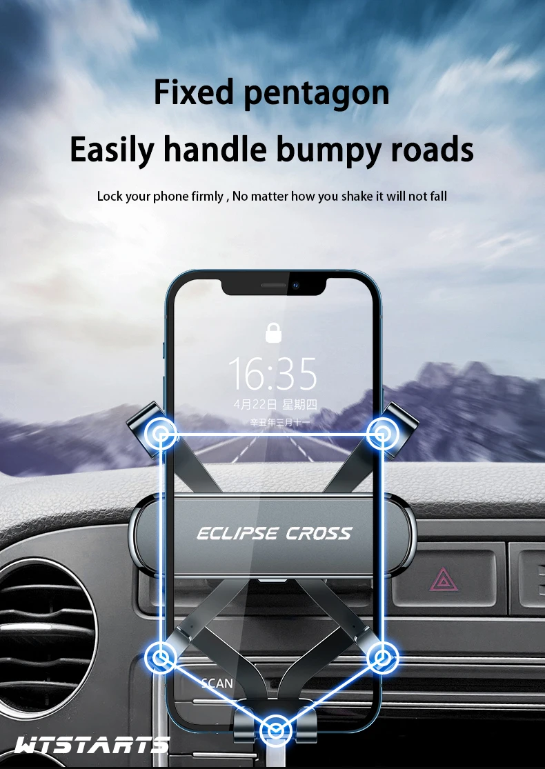Auto Telefon Halter Halterung Ständer Für Mitsubishi Eclipse Cross 2018-2022 Einstellbare GPS Navigation Handy Halterung Zubehör – Detail 4