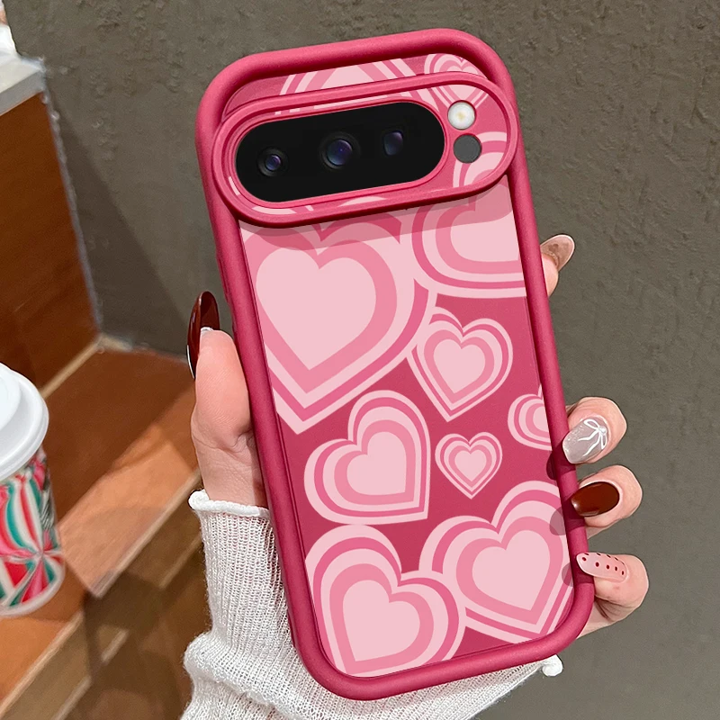 Pink Heart-Shaped Pattern Shockproof Soft Phone Case
