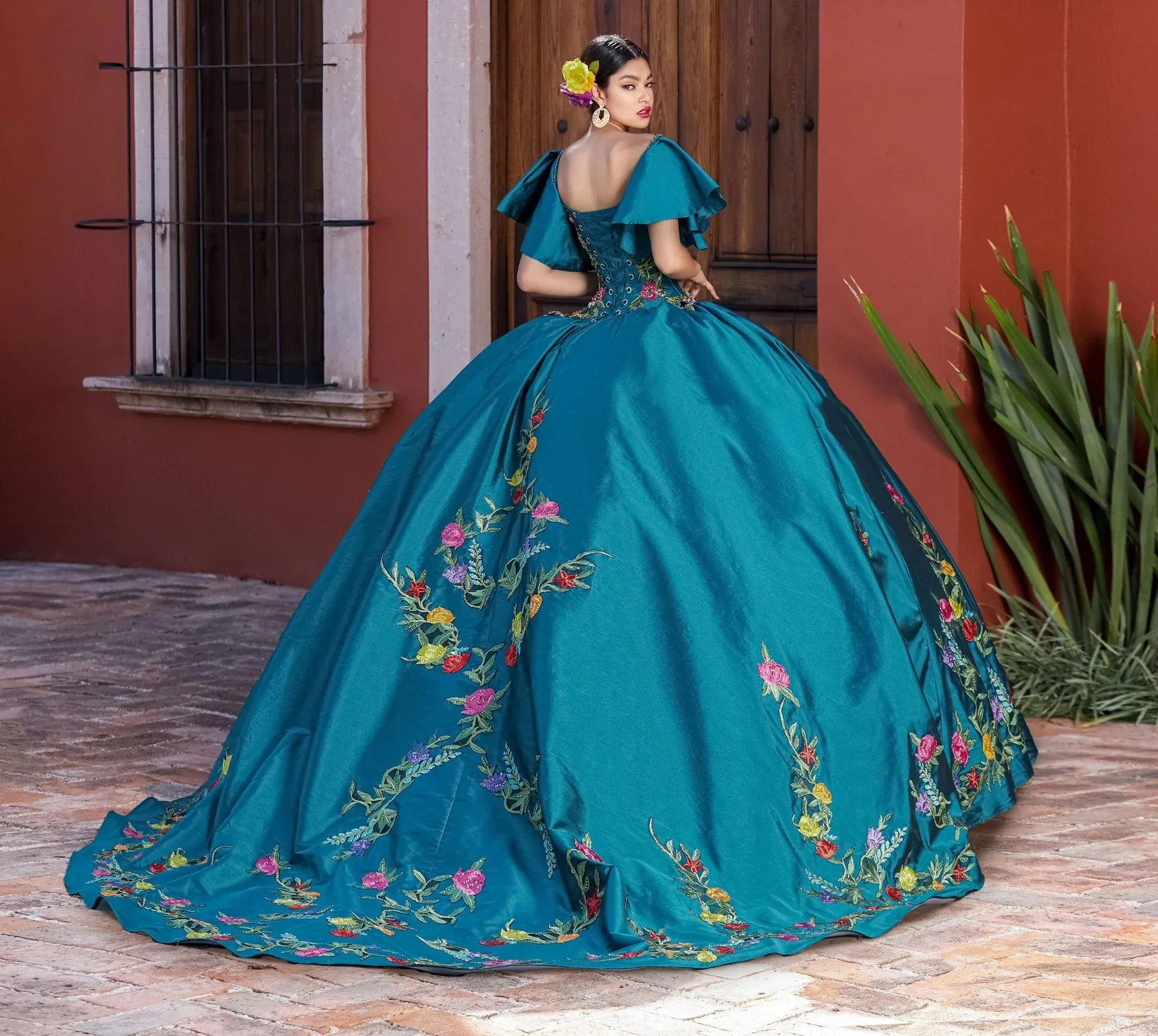 Charro Vestido Vestidos De Quinceaera Color Turquesa Blue Charro  Quinceanera Dresses Ball Gown Sweetheart