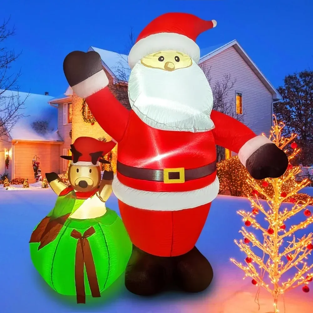 

Inflatable Christmas Decoration 2024 6FT Christmas Inflatables Santa Claus With Reindeer in Gift Bag Outdoor Decorations Decors