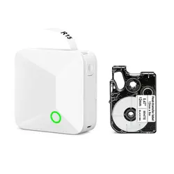 Compact Mini Portable Printer for Satin Ribbon & Fabric Labeling with Self - Adhesive Sticker Tape (White Printer)