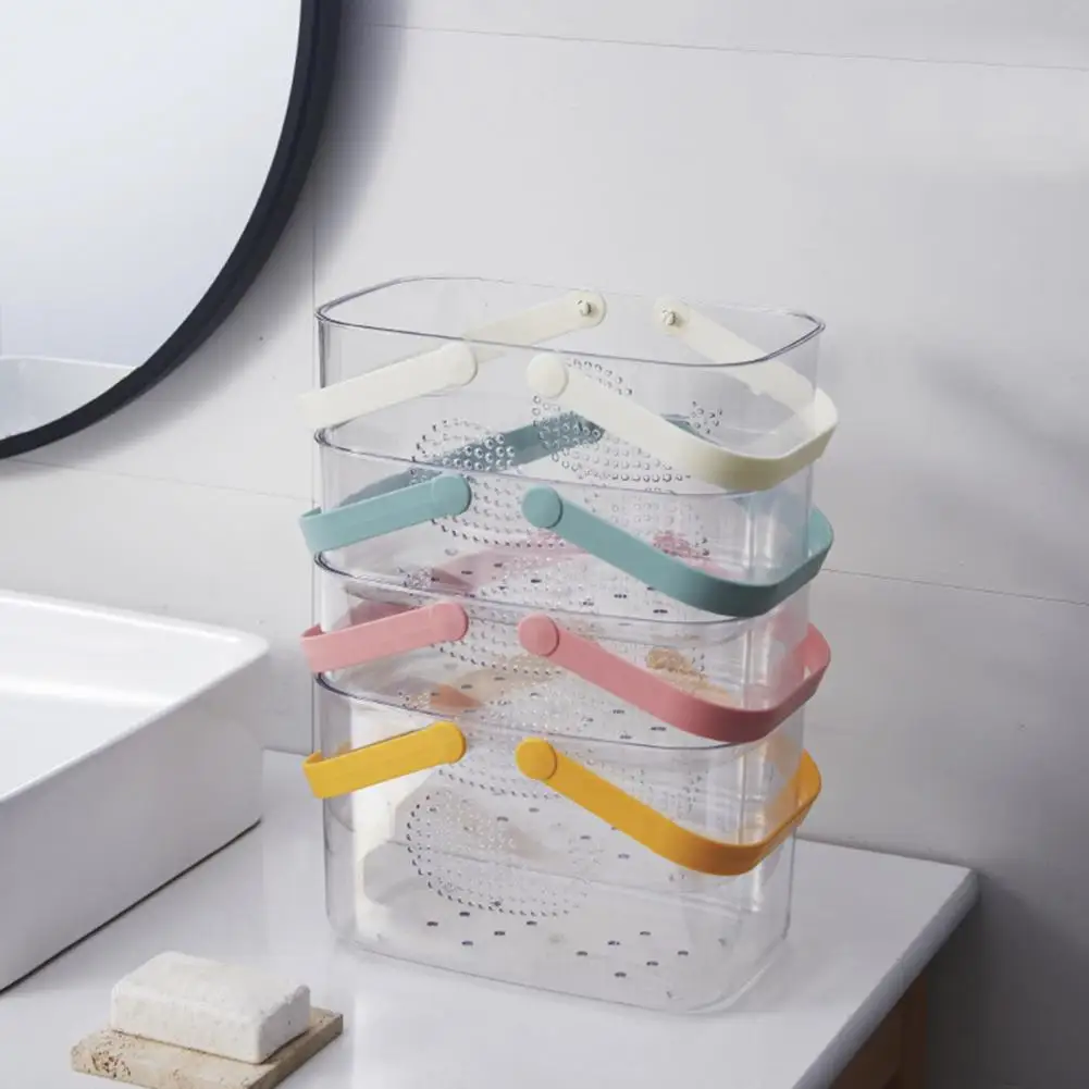 Shampoo Bathroom Rack Bathroom Storage Basket Hollow Out Holes Drainage Transparent Hanging Storage Save Space Deep Household St