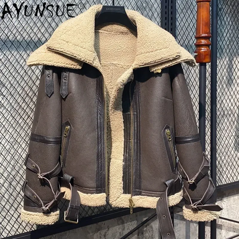 

Winter Jacket Women Real Fur Coat Female Thick Outerwear Women's Genuine Leather Sheepskin Nature Fur Jacket Abrigos Mujer FCY