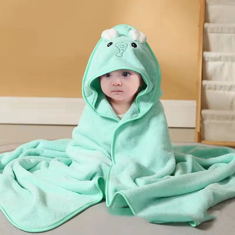 Cartoon Baby Cloak Poncho Mother and Baby Bag Coral Fleece Bath Hooded Cusheet towel cloak