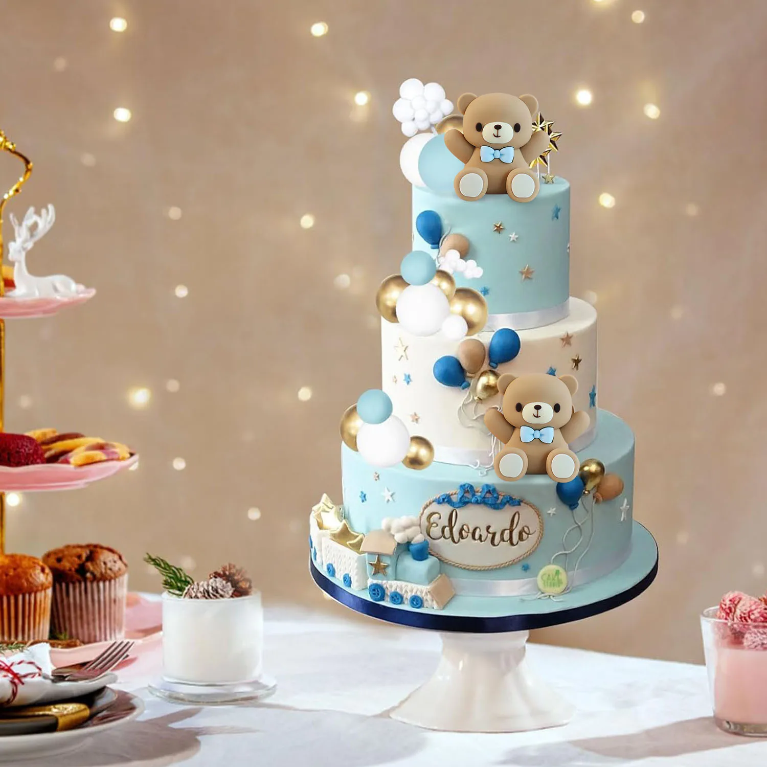 3D-Bär-Kuchenaufsätze, Bären-Kuchendekorationen für Jungen, Mädchen, Babyparty, Geburtstagsparty-Zubehör – Detail 3