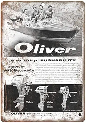 

Oliver Outboard Motor Boat Wall Poster Tin Sign Vintage BBQ Restaurant Dinner Room Cafe Shop Decor