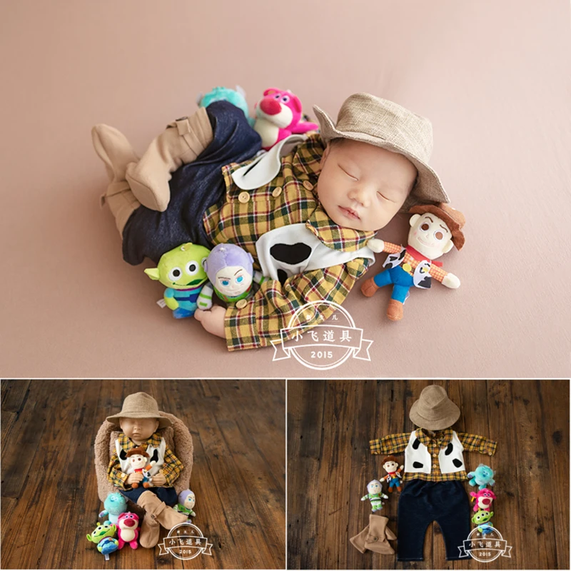 Newborn Baby Boys Photography Props Toys Captain Costume Cosplay Outfits Set Hat Dolls Studio Shooting Accessories Photo Props