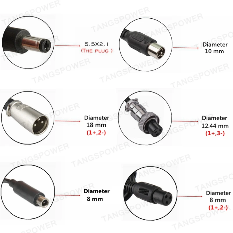 10S 36V 리튬 이온 배터리 팩 충전기용 42V 3A 리튬 배터리 충전기 옵션 커넥터 DC/XLR/RCA/GX16/IEC/XT60/XT90 플러그