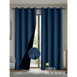 Insulated Blackout Curtain - 100X130CM 1PCS (Navy Blue)