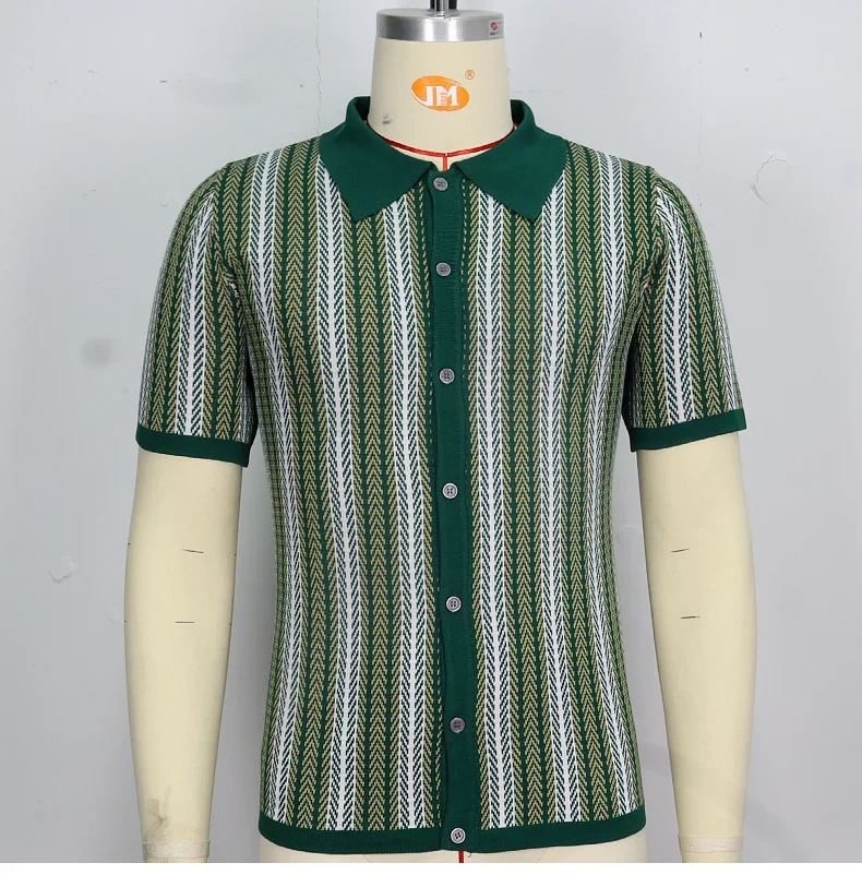 Summer new men's striped T-shirt polo Shirt High quality Ice silk fabric breathable wiry size Casual beach style mens shirts 3XL 30 S617eefc0c7d74d11b1d1cd3f3b51549bK