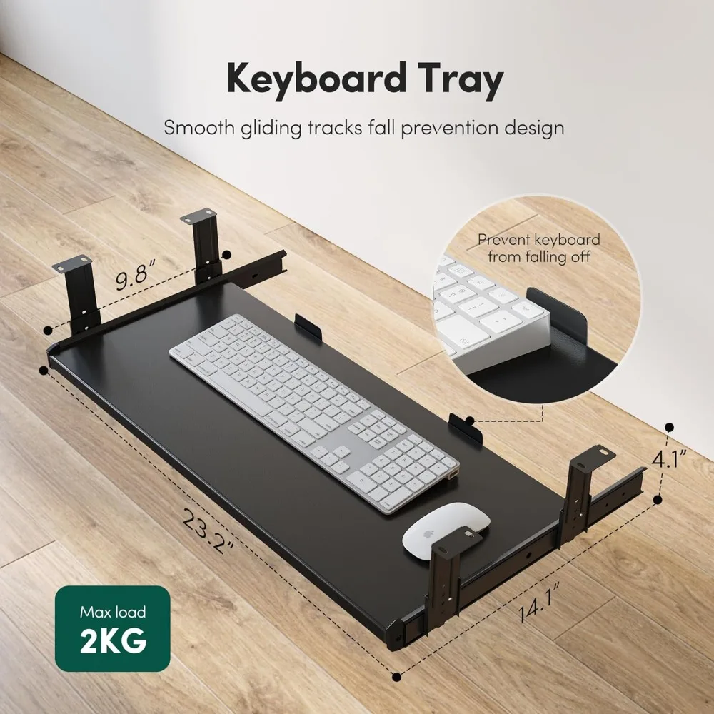 Standing Desk with Keyboard Tray, 55 × 24 Inches Electric Height Adjustable Desk, Sit Stand Up Desk, Computer Office Desk, Black 4