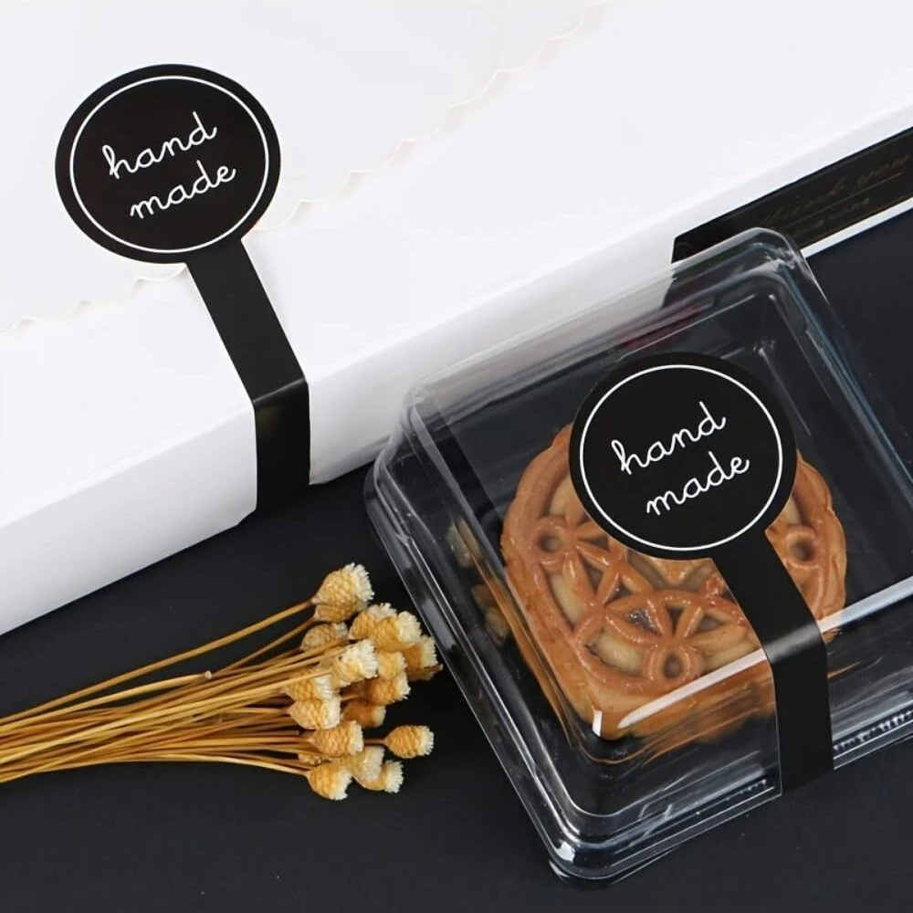 10PCS X10 빈티지 수제 스티커 블랙 인감 라벨 비스킷 가방 스티커 선물 빵집 포장 비스킷 가방 씰링 장식 Iabel