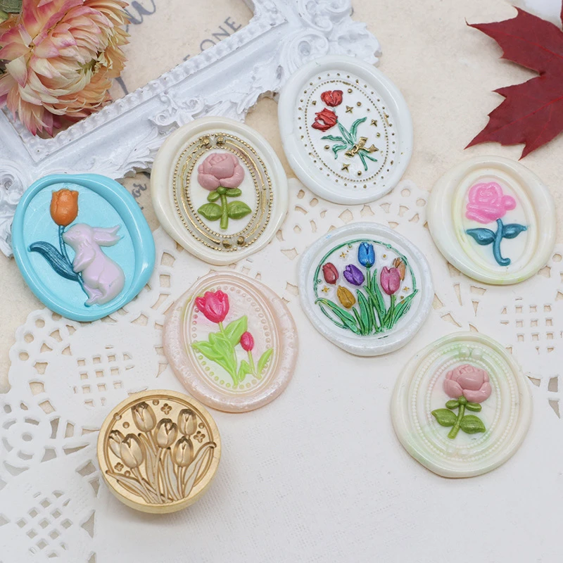 stamps for cardmaking and scrapbooking Round Wax Seal Birthday Card Seal Decoration Gift Invitation Hand Account Embossed Fire Lacquer Seal Floral Wax Stamp DIY Craft cute stamps for card making