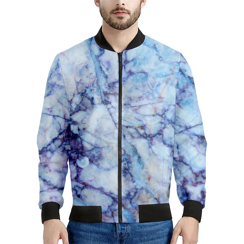 thumbnail image 1 of Chaquetas con estampado de grietas de mármol en 3D simples, moda primavera otoño, chaqueta bomber de manga larga, abrigos deportivos informales de gran tamaño y transpirables, 1 of 5