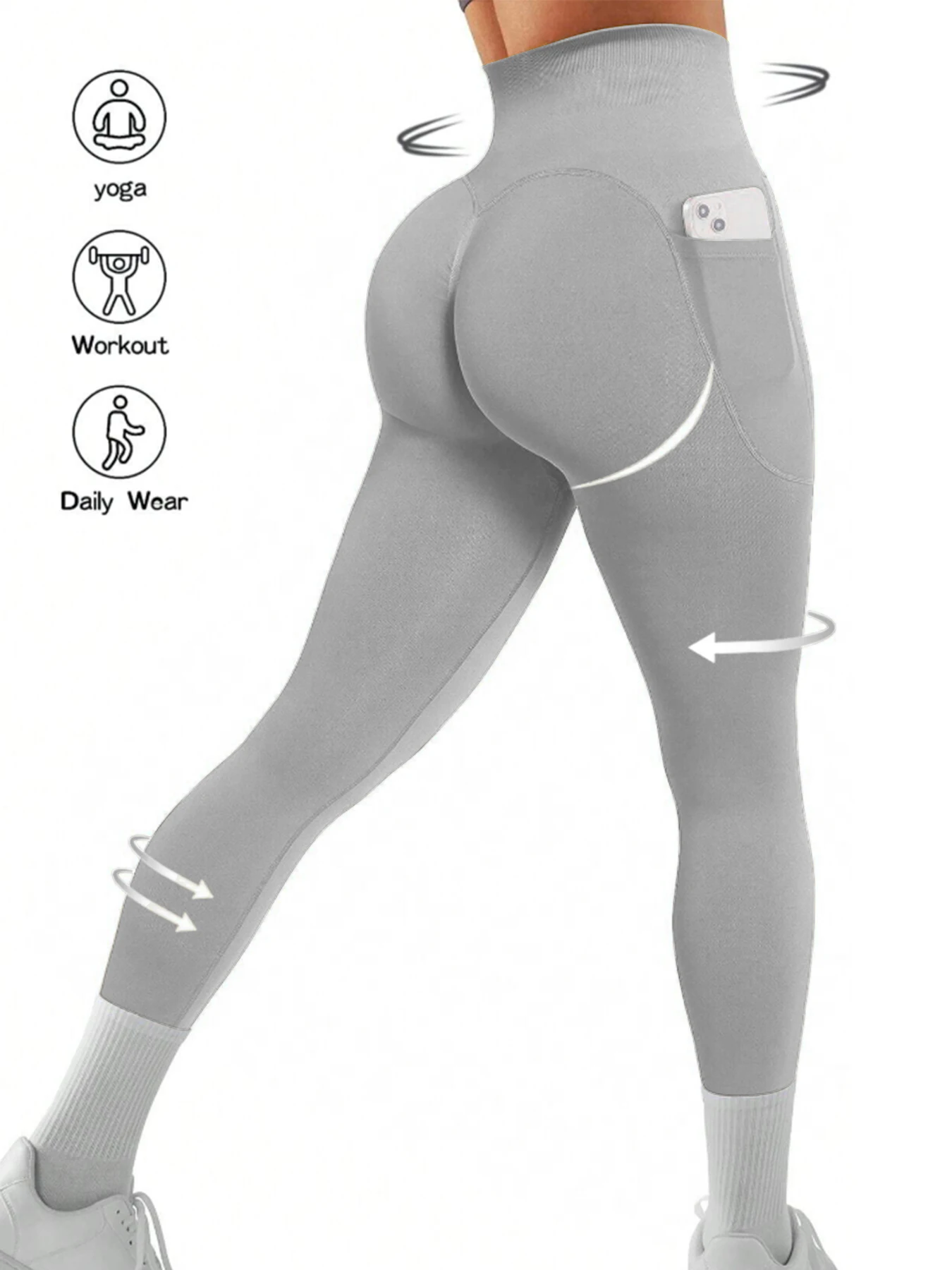 Frauen Nahtlose Scrunch Leggings Push-Up Strumpfhosen Gym Yoga Fitness Butt Lift Workout Sport Leggings – Detail 14
