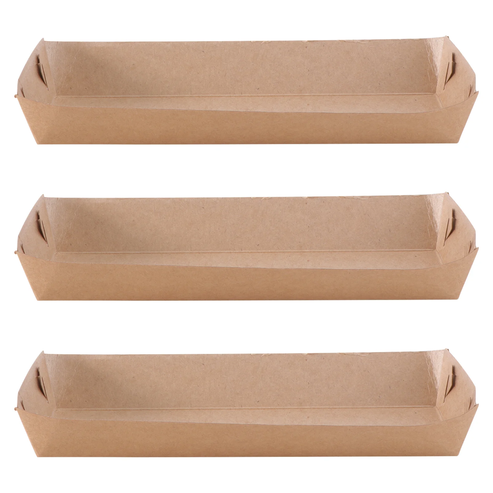 Disposable Paper Food Serving Tray Kraft Paper Coating Boat Shape Snack Open Box French Fries Chicken Box 50 Pcs (20 x 6 x 3cm)