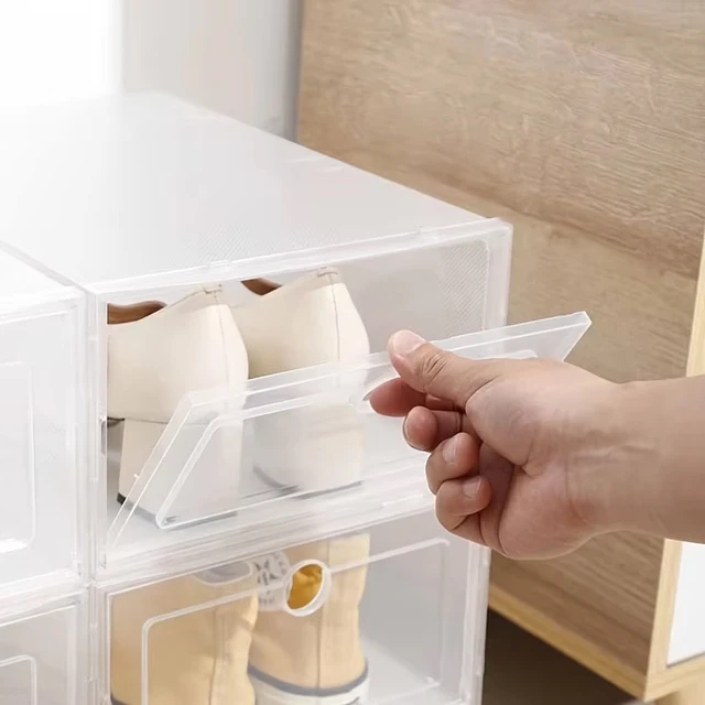 6 pièces/ensemble boîtier à chaussures en plastique Transparent boîtier à tiroir épaissi boîtes à chaussures en plastique boîte empilable organisateur de chaussures boîte à chaussures 4