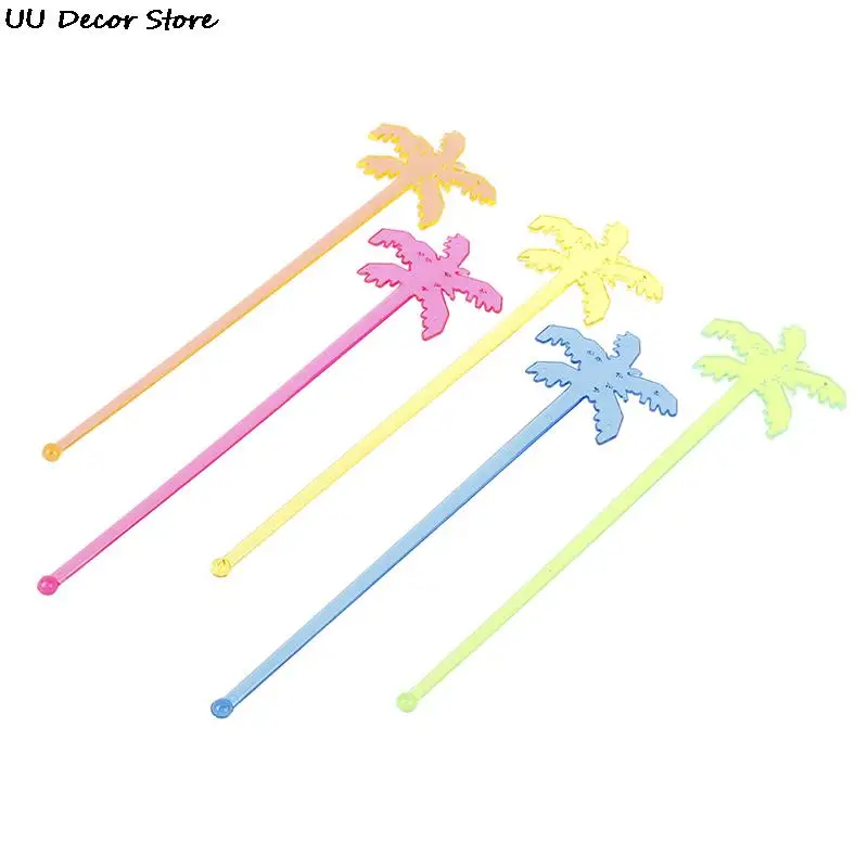Plastic Night-club Drink/Wine Decor Coconut Tree Cocktail Swizzle Sticks Drink Stirrer Coffee Muddler Puddler 50pcs