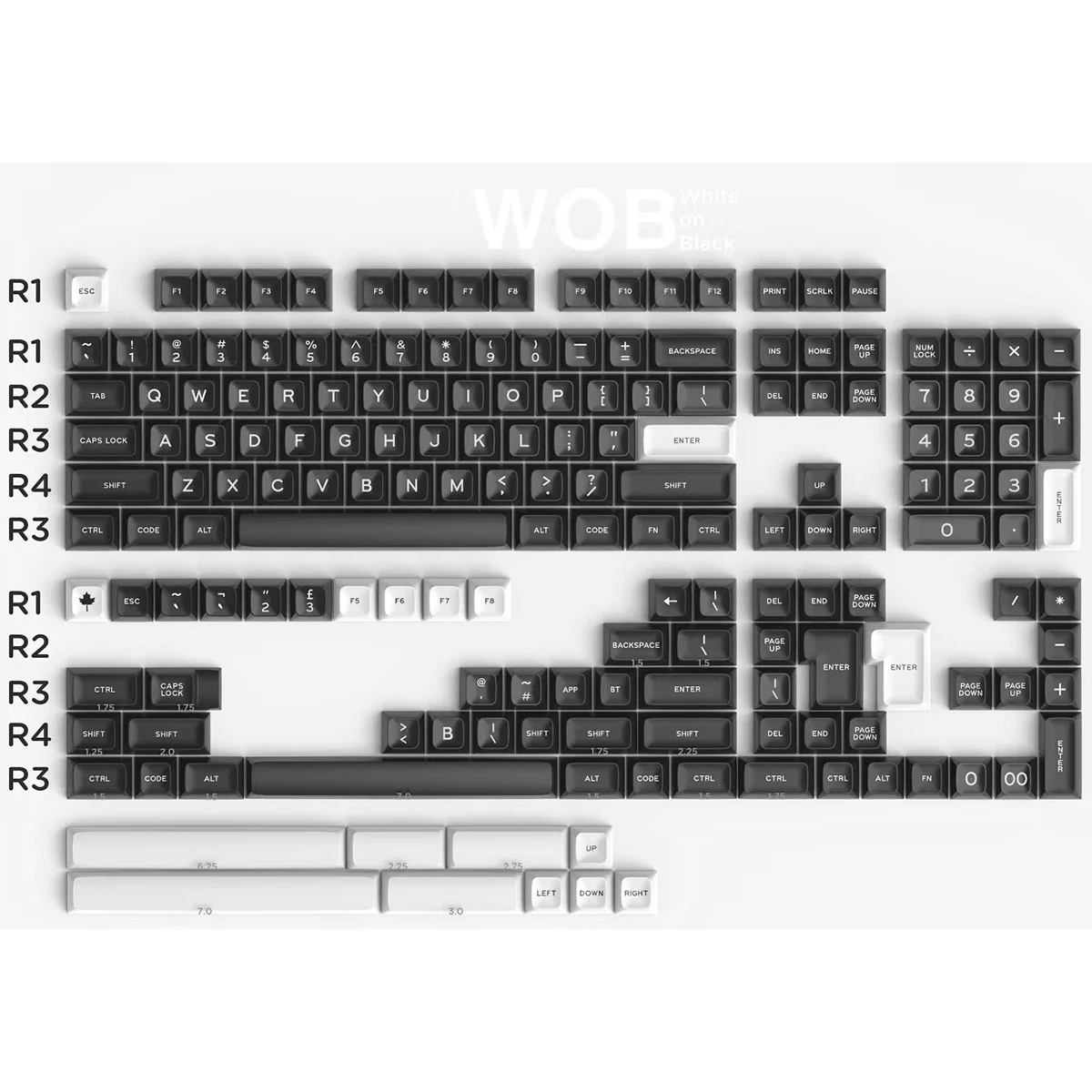 SA recommande les touches WOB pour clavier mécanique Full/TKL/ 60