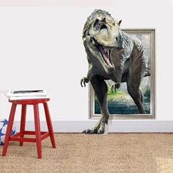 3D Jurassic Dinosaur Tyrannosaurus Wall Stickers Home Decor Wall Decal Living Room Bedroom Children's Room Background Wallpaper