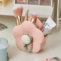 Flower Makeup Brush Storage Box Wall Mounted Household Bathroom Vanity Table Desktop Comb Toothbrush Shelf Cute Pen Holder 1