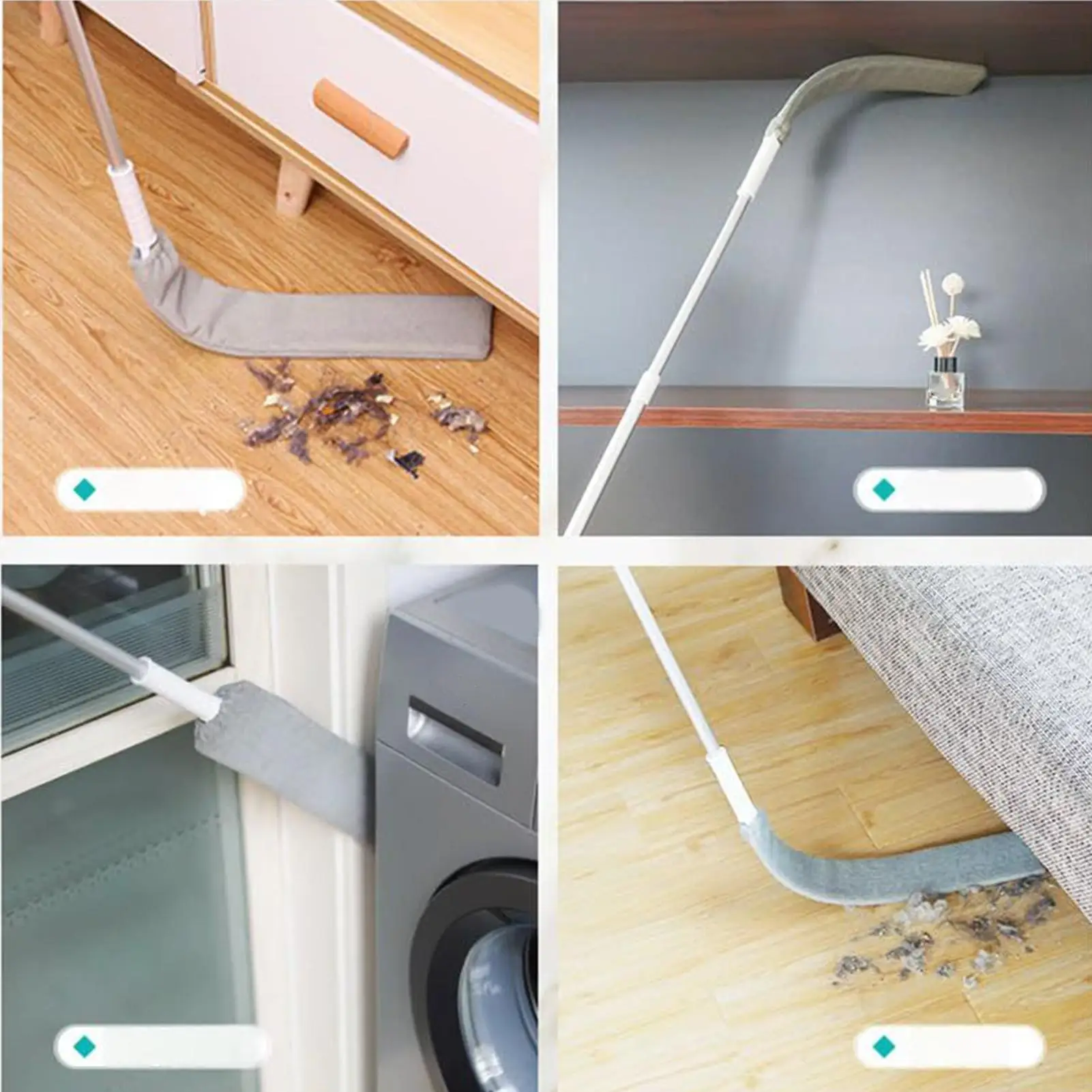 Under Furniture Duster Retractable Long Handle Microfiber Duster Under Appliance Cleaning Tool for Home Apartment Office Floor