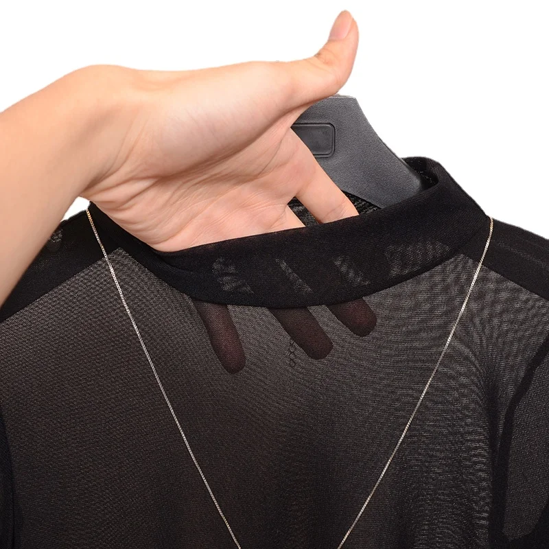 

2023 Summer Women Golf Sunscreen with long sleeves and ultra-thin ice silk bottoming shirt and round neck turtleneck top