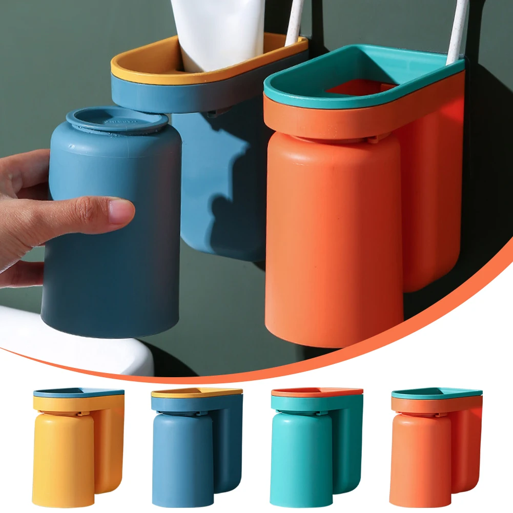 

New Toothbrush Rack Free Punch Light Luxury Mouthwash Household Bathroom Accessories Products Storage Box Couple Tooth Cylinder