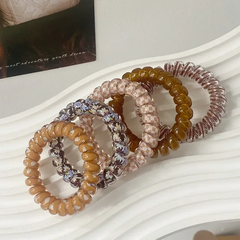 Spiral Coil No-Crease Hair Ties - 5 Pack Elastic Ponytail Holders