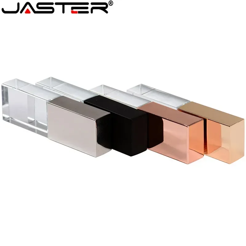 Jaster-waterproof Usb Flash Drives Pendrive Cristal Elegante Pen Drive Prova de Água Logotipo Livre Presente 4gb 16gb 32gb 64gb Mais de 10 Pcs - Imagem 2