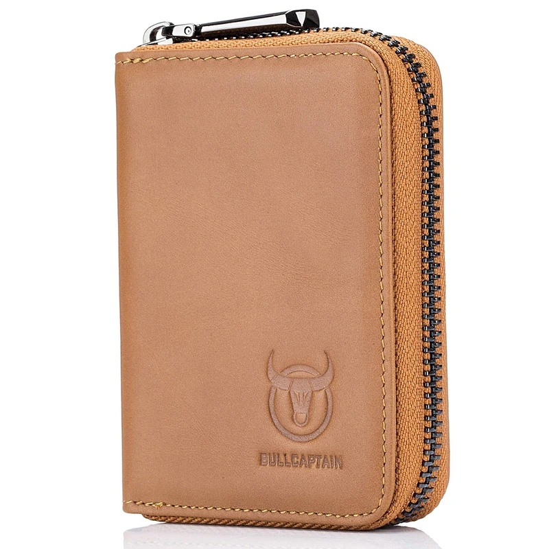 

Кошелек BULLCAPTAIN мужской кожаный, бумажник на молнии, держатель для кредитных карт, короткий клатч для мелочи