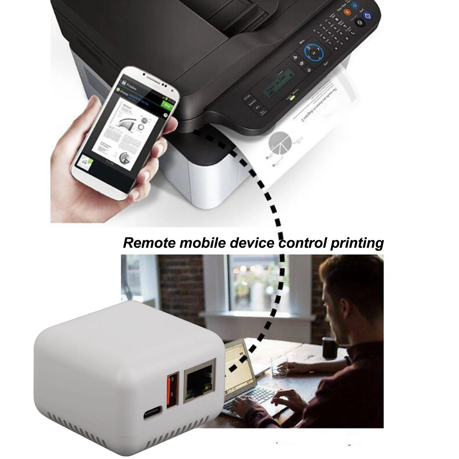 USB 2.0 Network Print Server 5V LAN Print Share Server Wireless for Windows XP for Android Linux 3.4 EU Plug