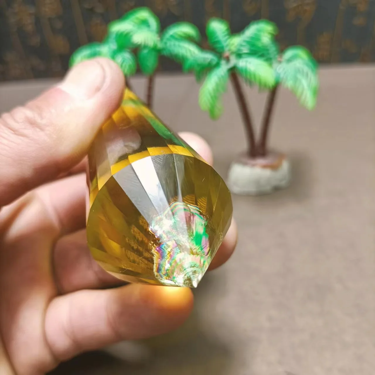 

Violent Yellow 24 face natural transparent quartz crystal Vogel inspired wand Gem Tower meditation Reiki healing