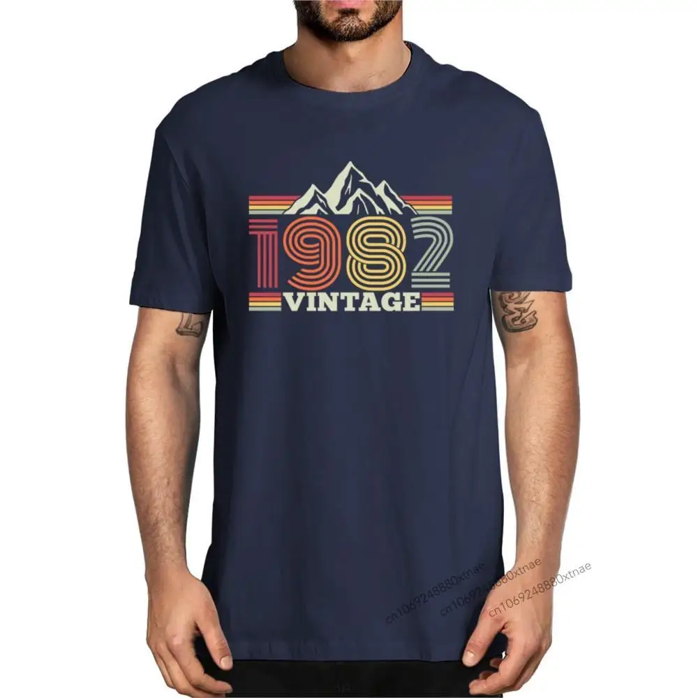 

100% Cotton Mountains Hiking 1982 40 Years of Being Awesome 40th Birthday Gift Men's Novelty T-Shirt Women Casual Harajuku Tee
