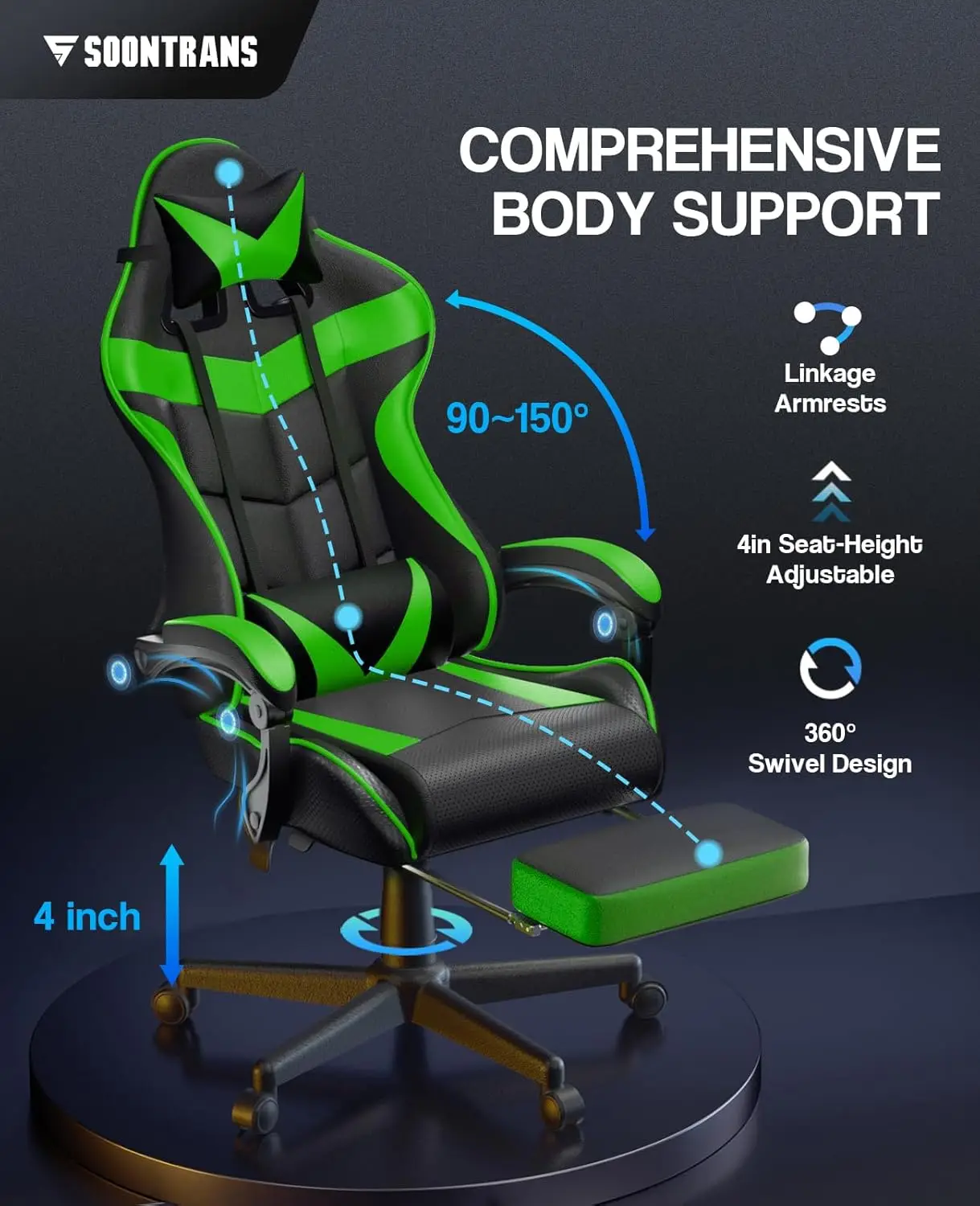 Gaming Chair Adjustable Headrest