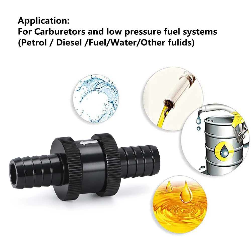 6 Size 4MM / 6MM / 8MM 10MM 12MM 16MM Non Return One Way Fuel Check Valve Aluminum Alloy Petrol Diesel check valve