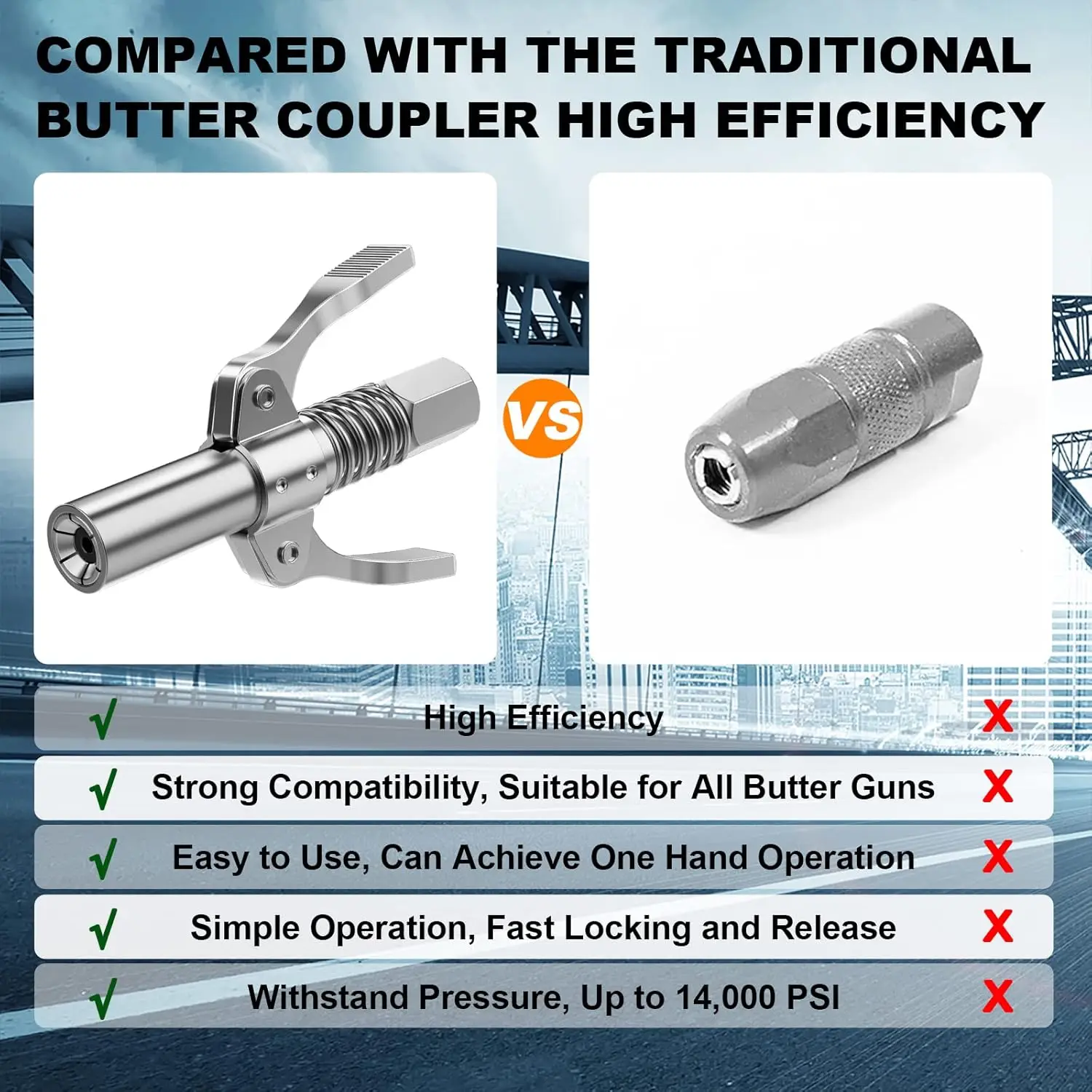 1-15PCS 10000PSI Grease Gun Coupler Oil Pump Quick Release Grease Nozzle Injector Lubricating Oil Grease Gun Car Repair Tool