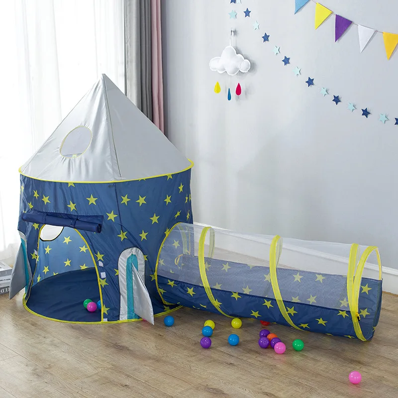 3 Pcs/lot Portable Children's Tent Beach Toys Ball Pool Rocket Tent Tipi Kids Pop-up Tent with Crawling Tunnel Outdoor Game Tent 5