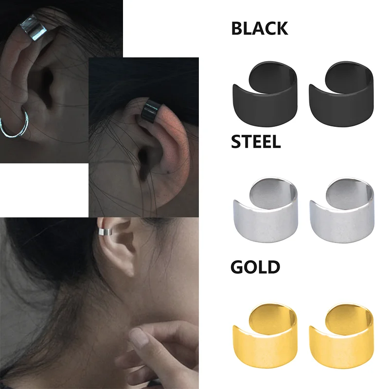 PunkStainlessSteelEarCuffEarClipForWomenMenCuffWrapNo