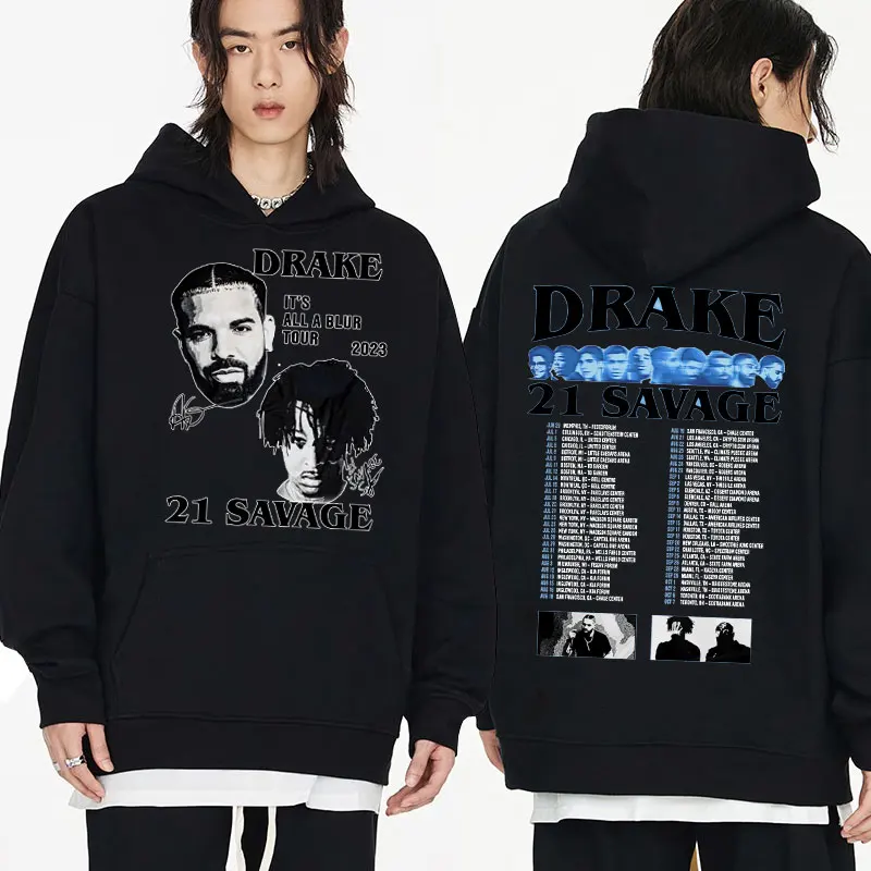 

Rapper Drake 21 Savage Graphic Hoodie 2023 Tour Hip Hop Oversized Sweatshirt Men Hip Hop 90s Vintage Hoodies Pullover Streetwear