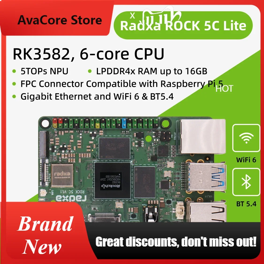 AvaCoreRadxa ROCK 5C RK3588S2, Radxa ROCK 5C Lit..