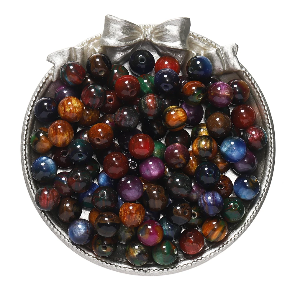 Glitter Cat Eye Resin Beads - Round Loose Beads