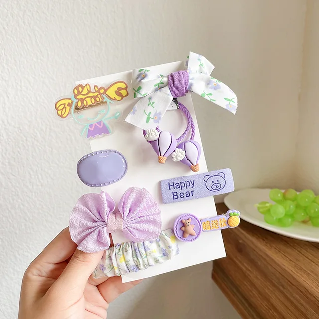 Coffee Warm Color Cute Cartoon Princess Hairpins Children Girls Kid Hair Clips Barrettes Accessories Hairclip Headwear Headdress purple