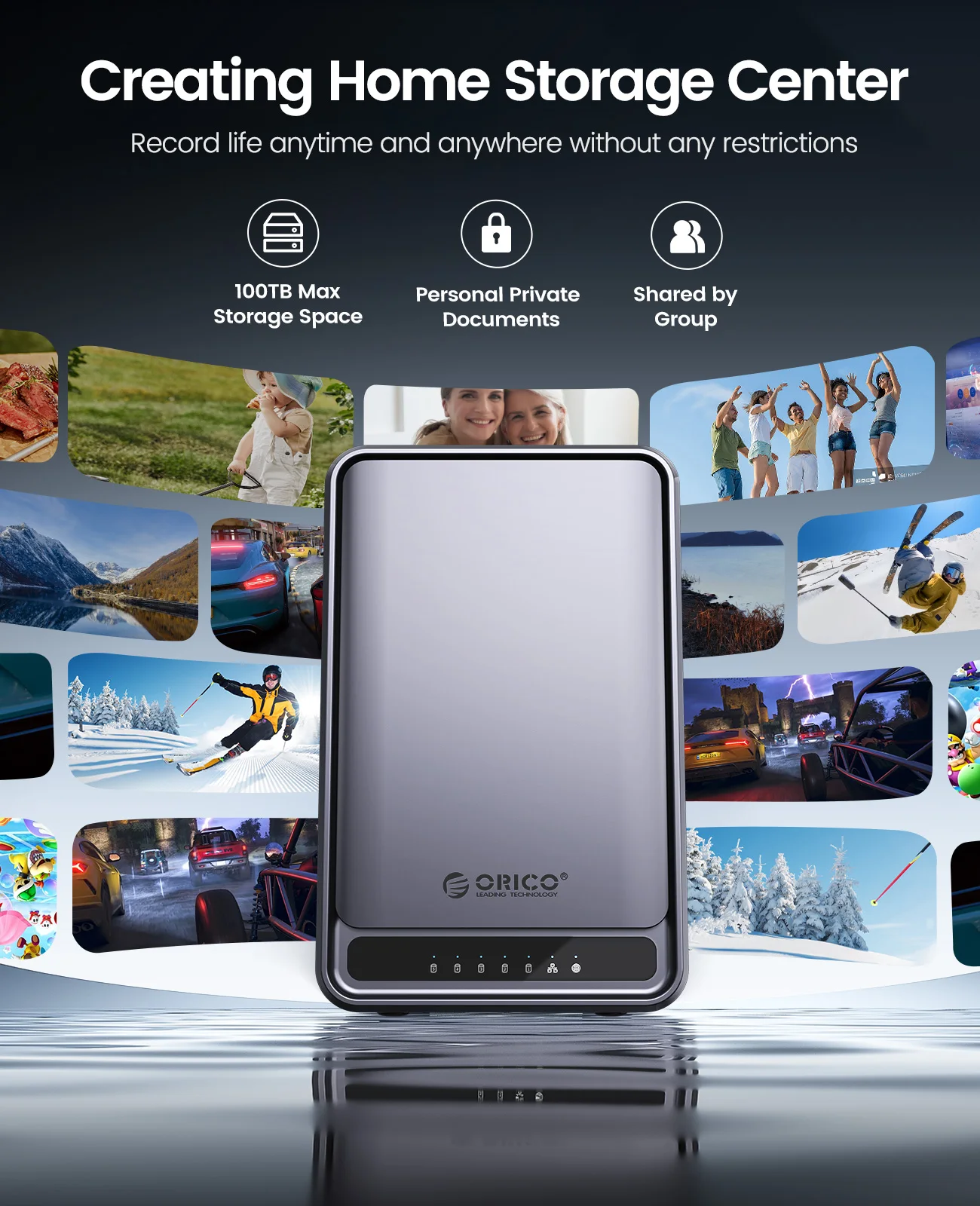 ORICO Personal Network Attached Storage Support Remote Access Share Data Intelligent Classification Automatic Backup 2/5-bay network storage server