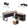 55" Executive Desk with Lateral File Cabinet Modern L-Shaped Computer Desk and Storage Solution 2