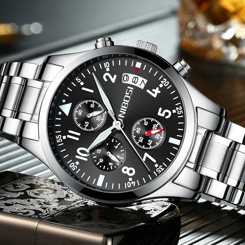 NIBOSI Mens Watches Top Brand Luxury Sport Watch Waterproof Quartz Male Clock Casual Military Wristwatch Relogio Masculino