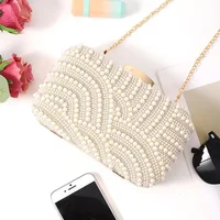 Ladies Pearl Elegant Evening Bag Fashionable Stylish Beading Wedding Dinner Party Banquet  Dress Clutch Bag with Long Chain - Image 4