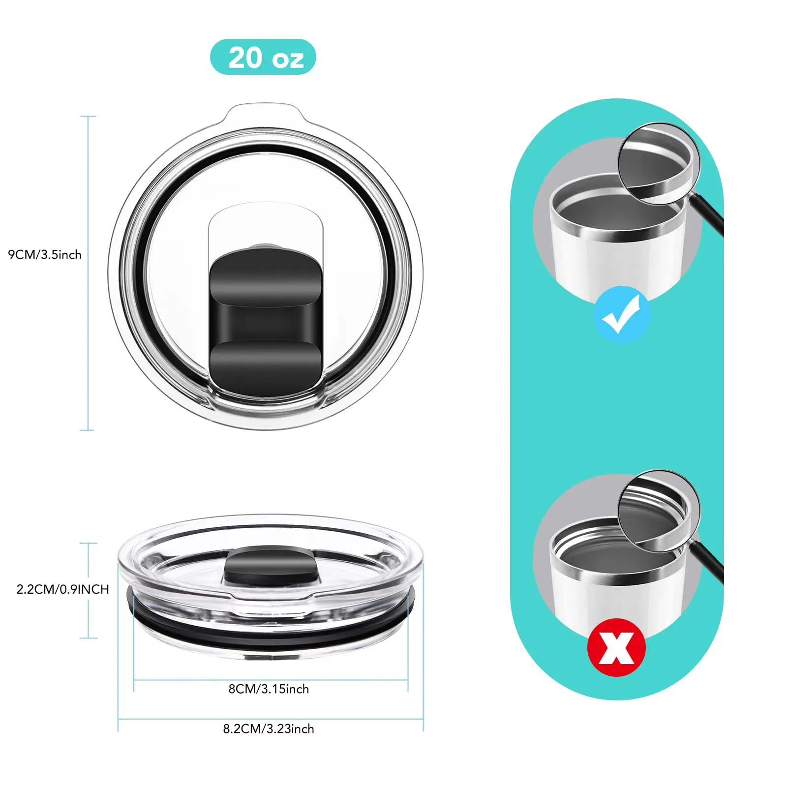 Magnetic Spill Proof Tumbler Lid Compatible/ Replacement For Yeti Rambler  Zark Trail Old Style Rtic Replacement Lid