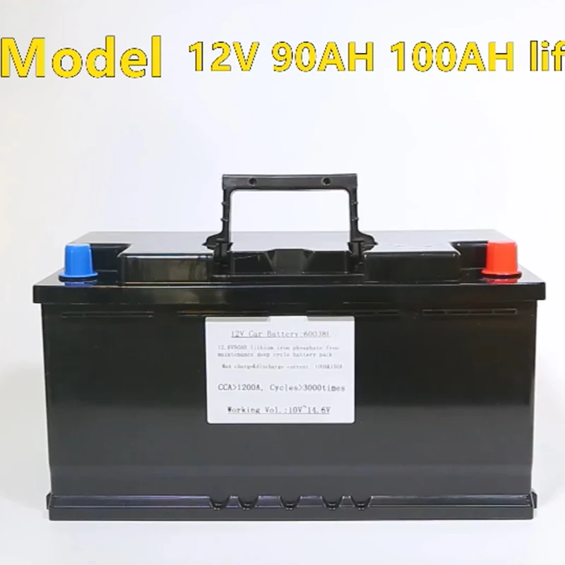 12V 50Ah 80Ah 90Ah 100Ah Lifepo4 Car Battery Built 4S BMS CCA 1200A for Vehicle VAN Camper RV 12.8V Starting Battery